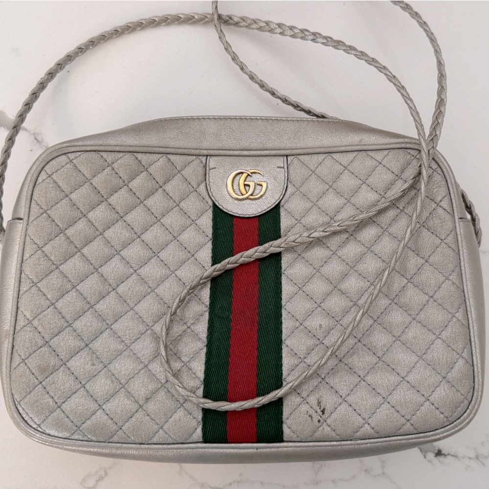 Gucci Silver Quilted Bag